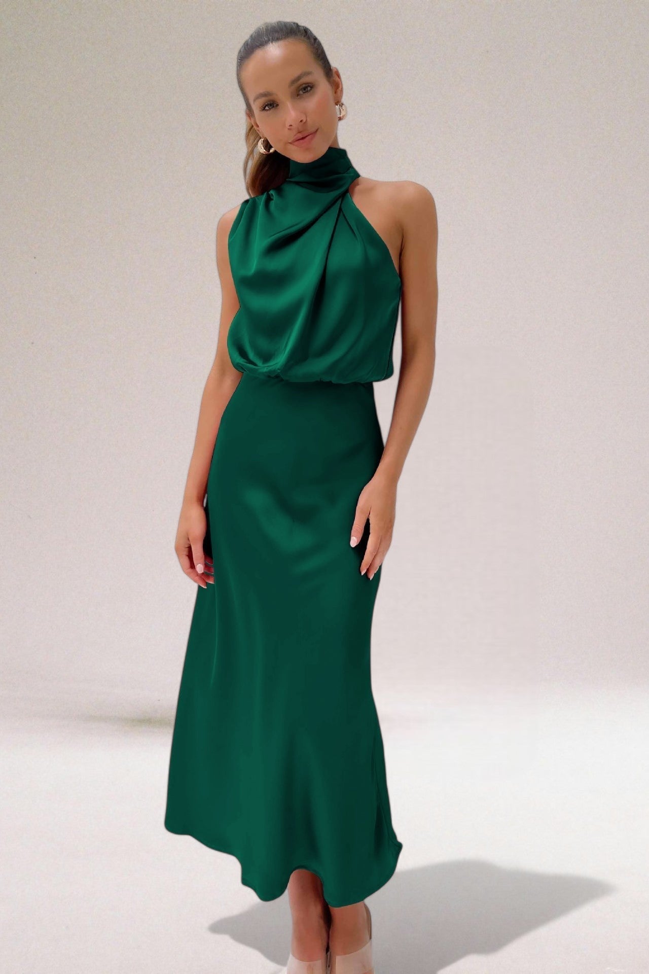 Ilse | Women’s Blouson Halter Neck Maxi Dress