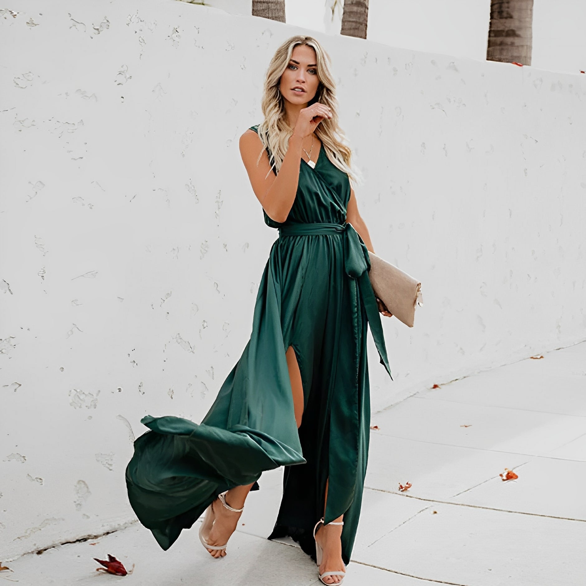 Chloe | Womenâs Sleeveless Wrap Maxi Dress