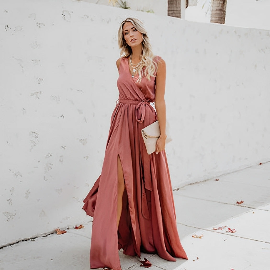 Chloe | Women’s Sleeveless Wrap Maxi Dress