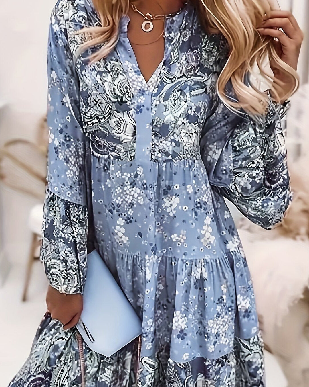 Florence | Women's Tiered Floral Flared Sleeves Mini Dress