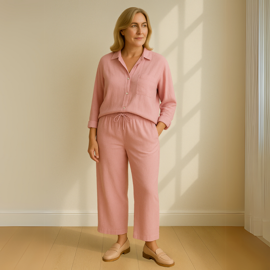 Floriana | Womenâs Linen Wide Leg Outfit Set