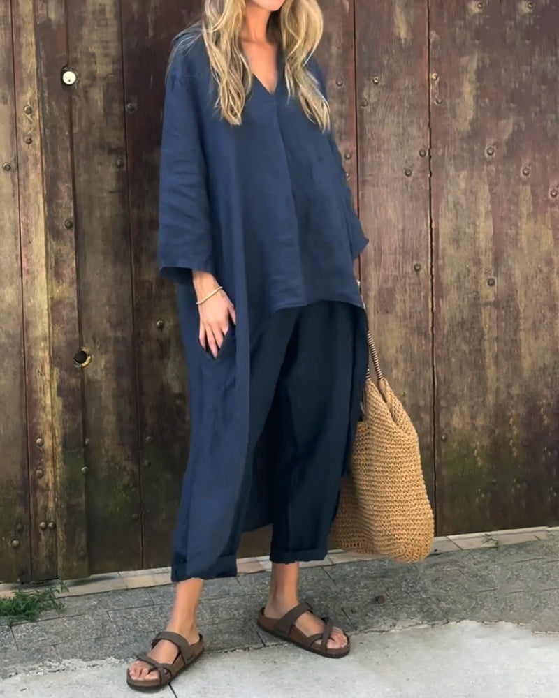 Fabiana | Womenâs Long Sleeve Wide Leg Two-Piece Set