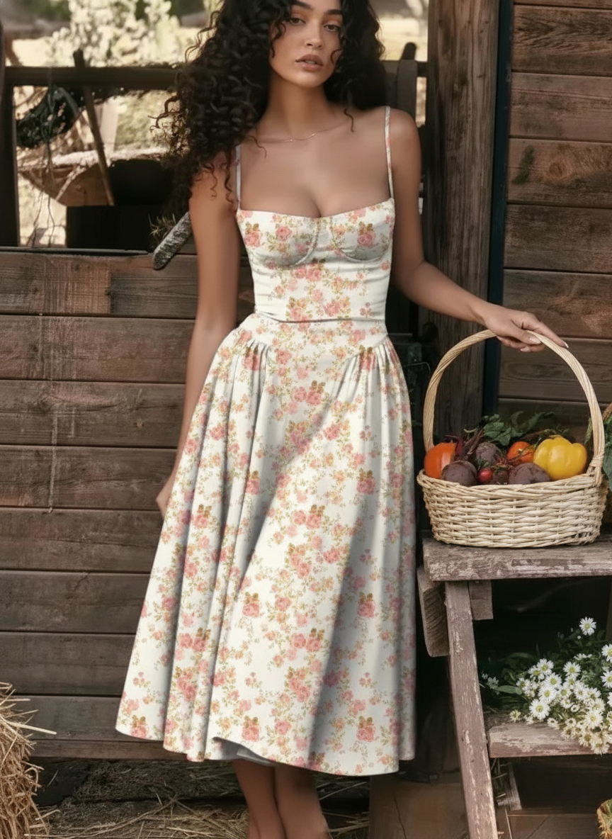 Ember | Women’s Sleeveless Corset Style Midi Dress