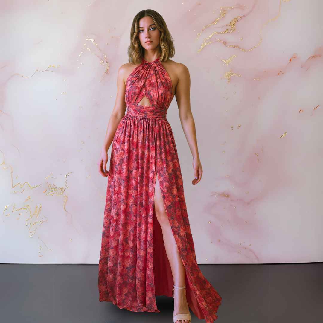 Amoret | Womenâs Halter Backless Maxi Dress