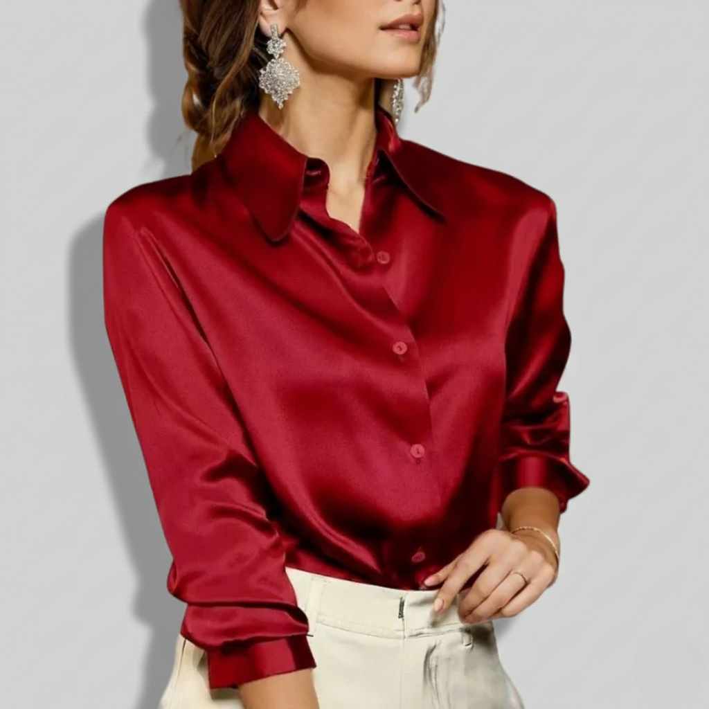 Marisol | Womenâs Satin Long Sleeve Blouse