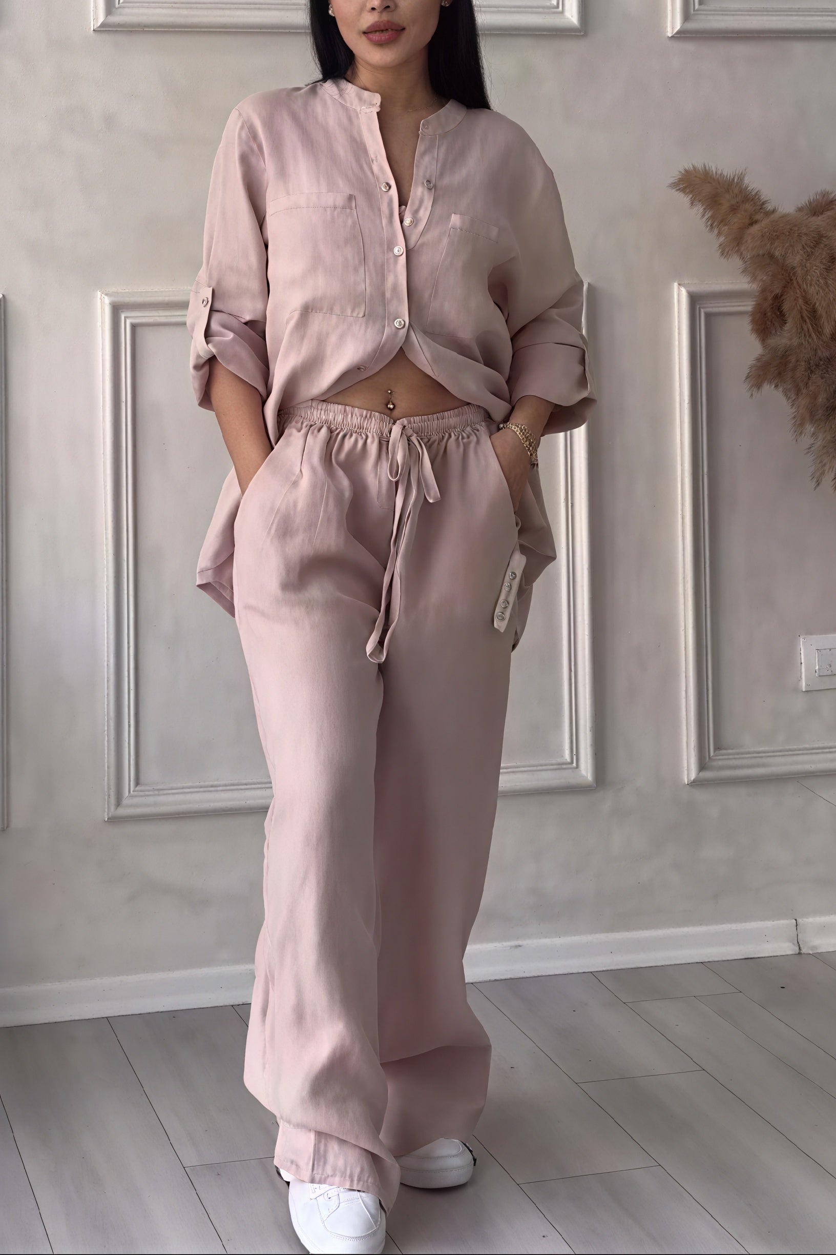 Grazyna | Women’s Button-Up Wide Leg Two-Piece Set