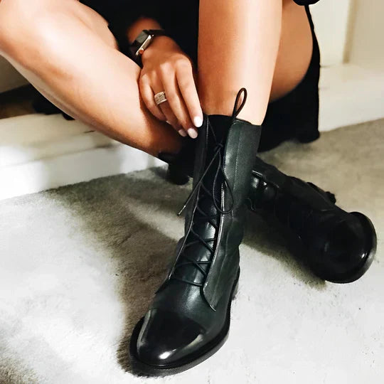 Silvia | Womenâs Lace Up Mid Calf Boots