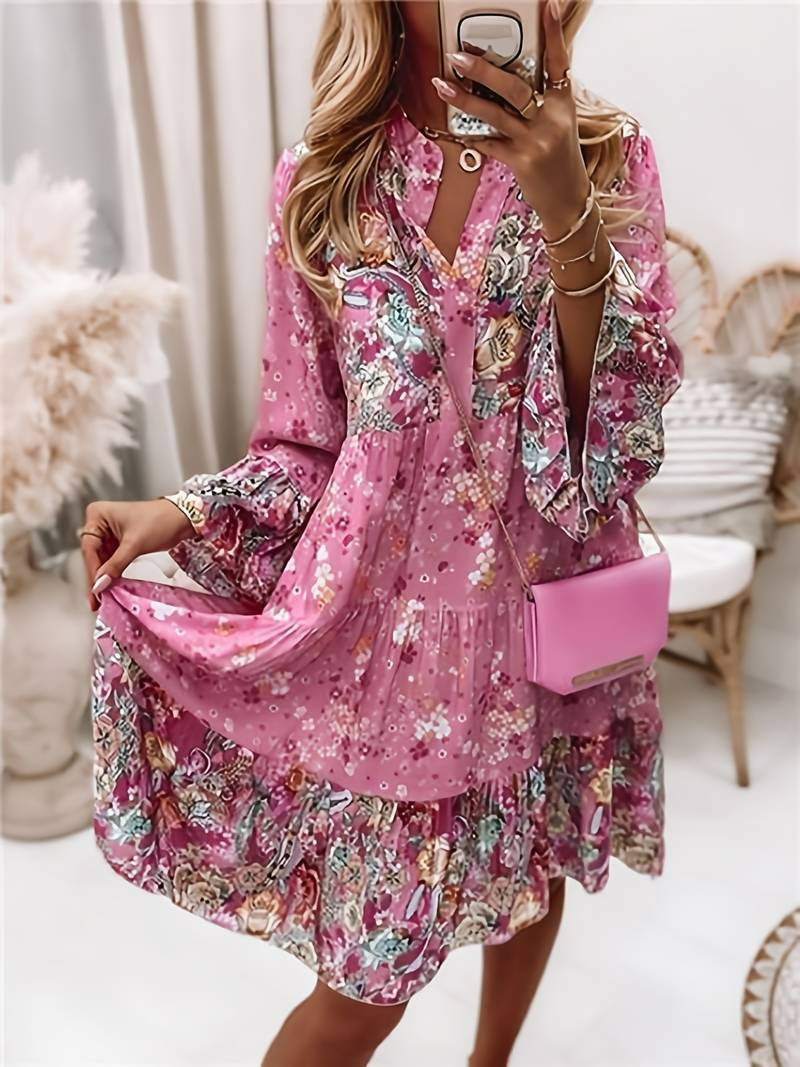 Florence | Women's Tiered Floral Flared Sleeves Mini Dress