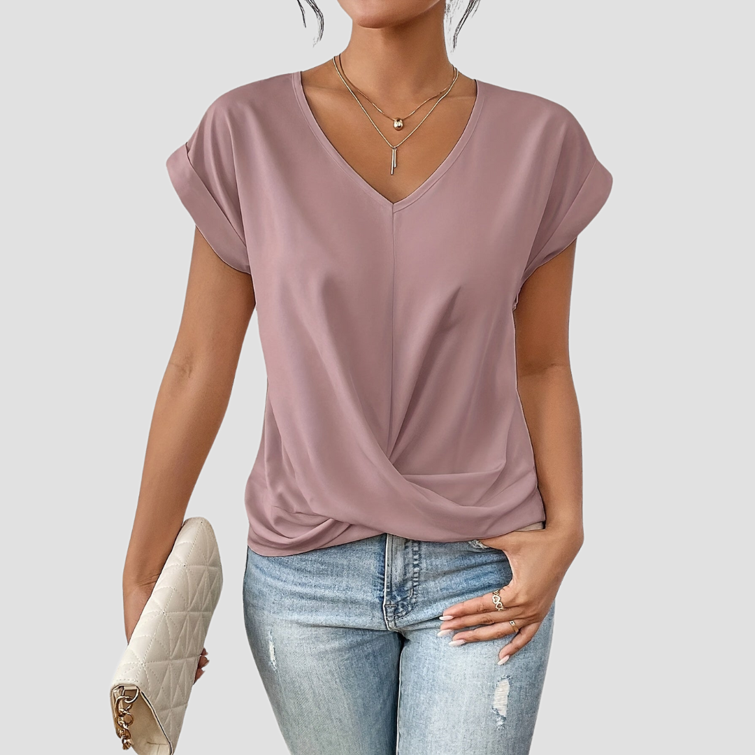 Sancia | Womenâs Twist Front Short Sleeve Blouse