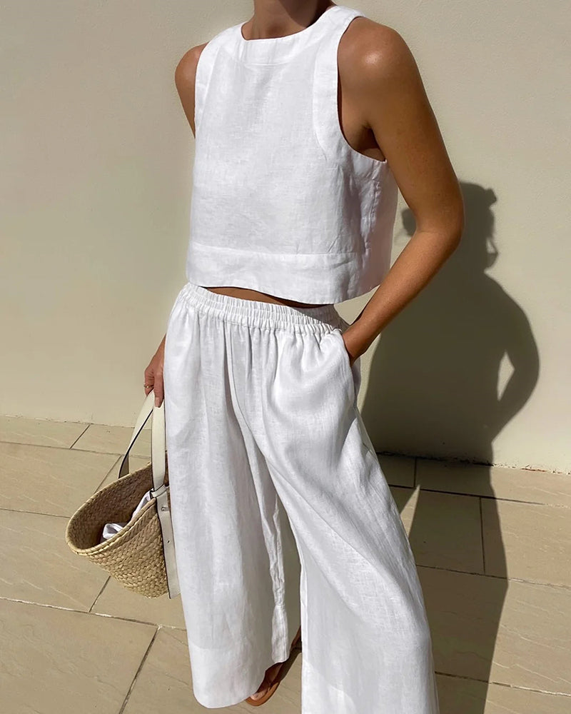 Mireia | Womenâs Sleeveless Wide Leg Two-Piece Set