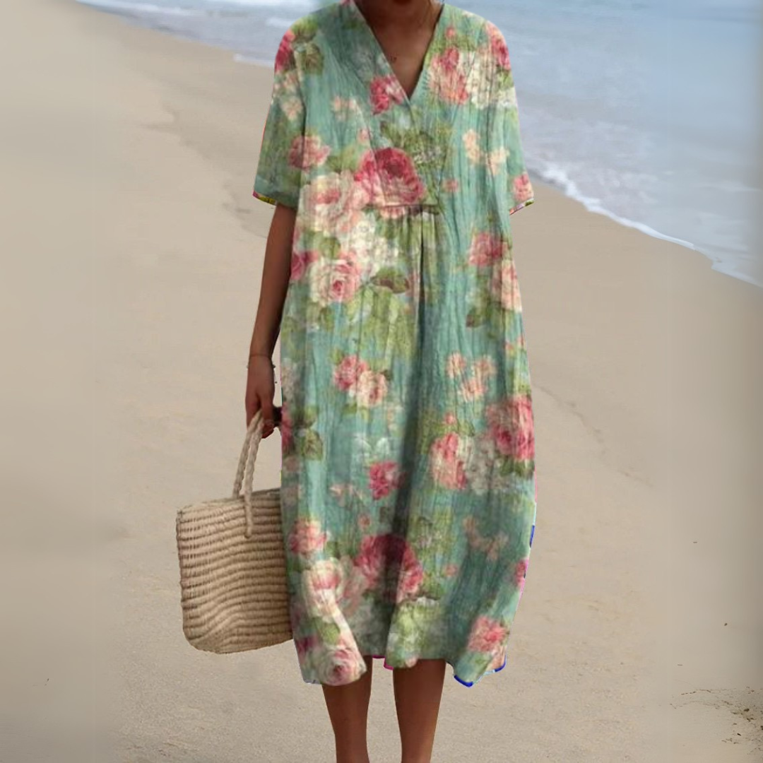 Lesly | Women’s Floral Short Sleeve Midi Dress