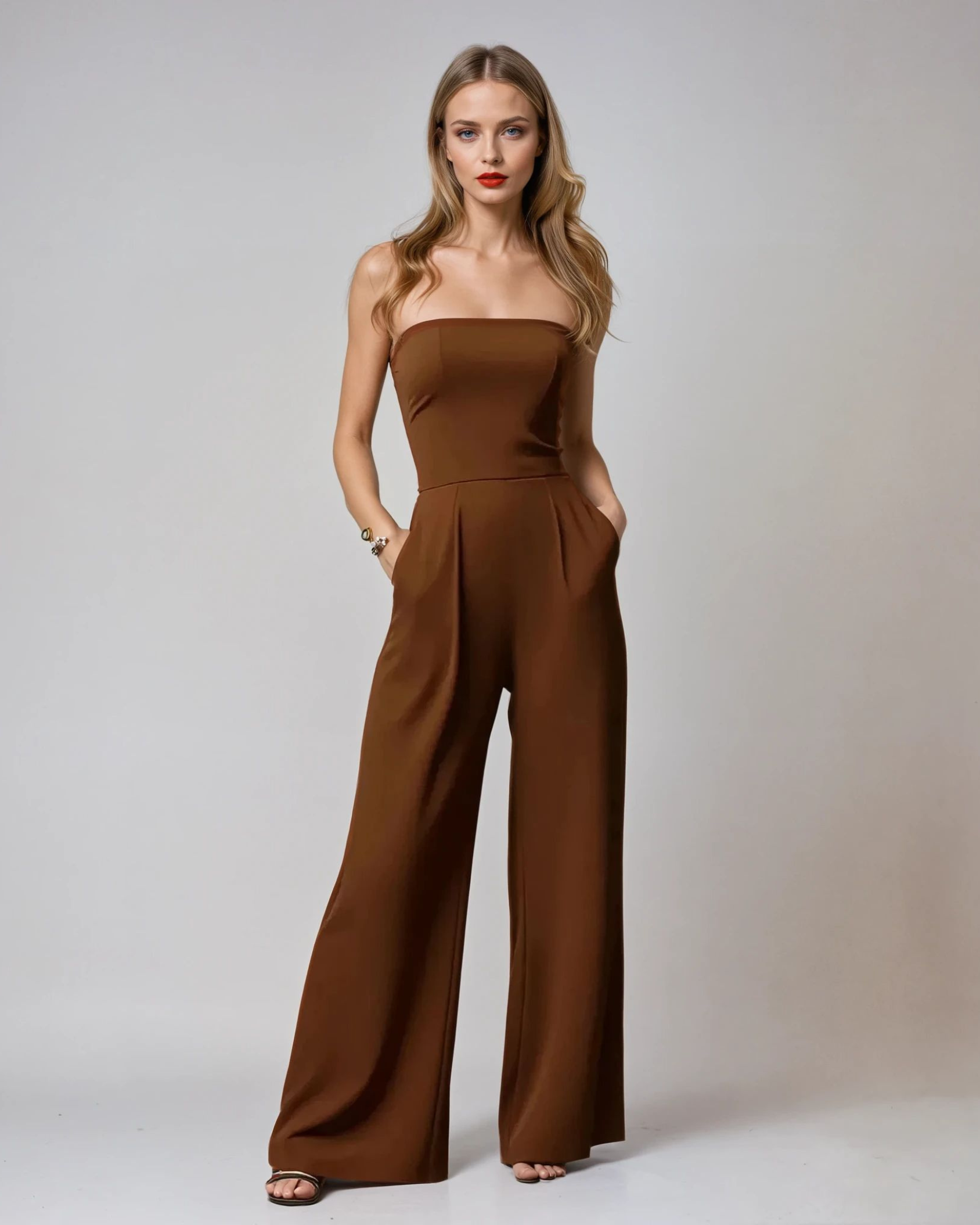 Shadi | Women’s Cocktail Crepe Strapless Jumpsuit