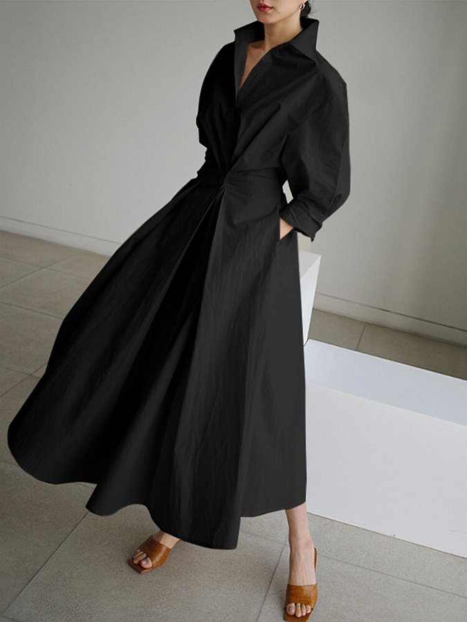 Hana | Women’s Long Sleeve Maxi Shirt Dress