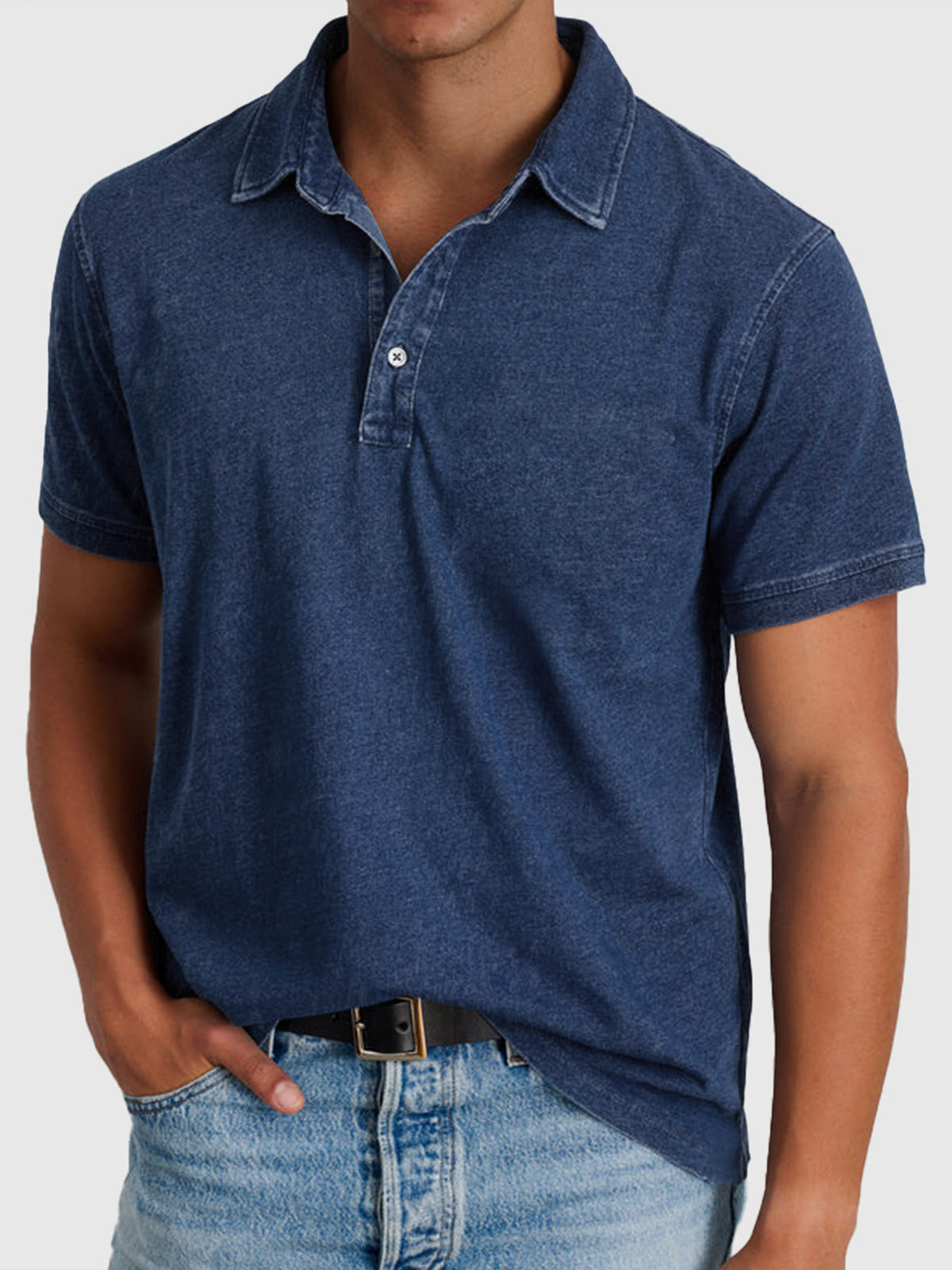 Martin | Men’s Cotton-Denim Short Sleeve Polo