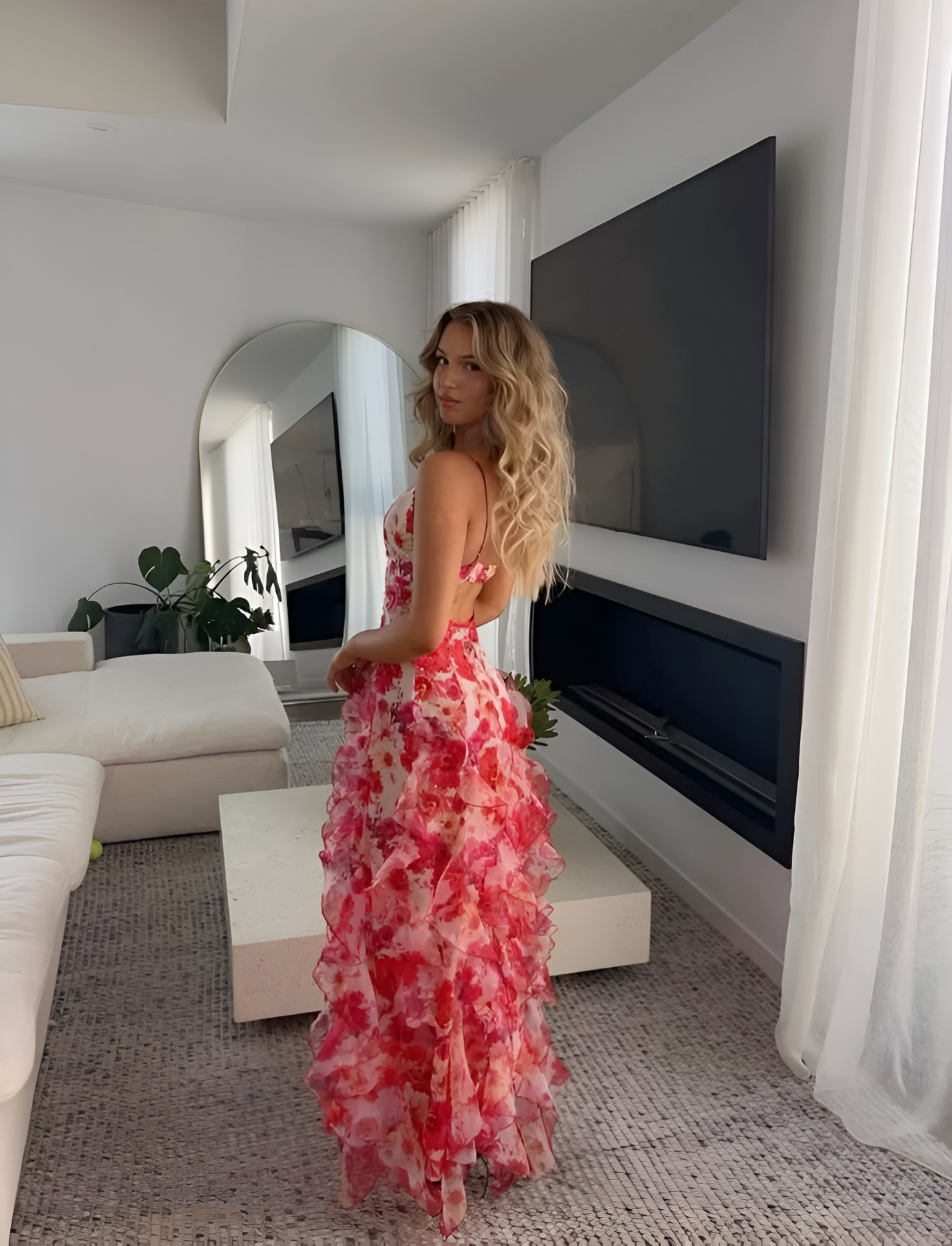 Quinta | Womenâs Ruffle Floral Maxi Dress