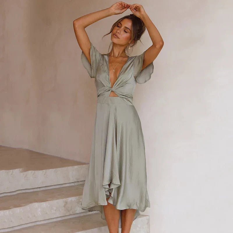 Märta | Women’s Cocktail Uneven Hem Midi Dress
