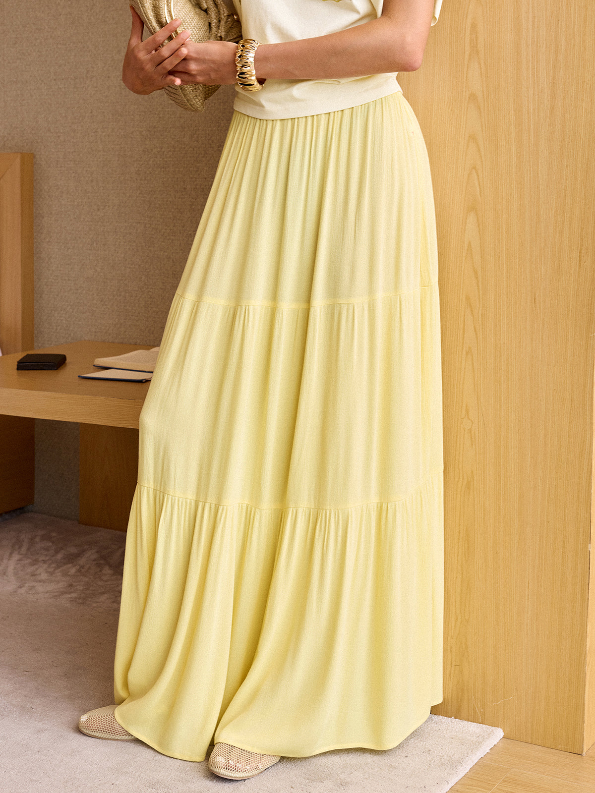 Severina | Womenâs Airy Layered Maxi Skirt