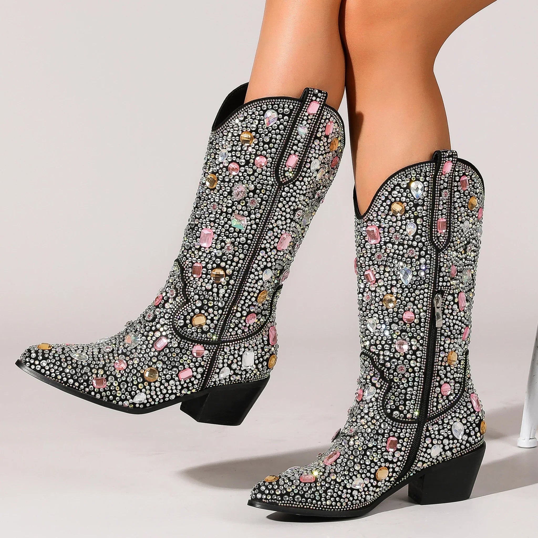 Ginevra | Womenâs Embellished Mid-Calf Boots