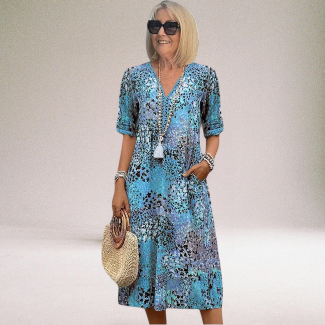 Daiva | Womenâs V-Neck Summer Midi Dress