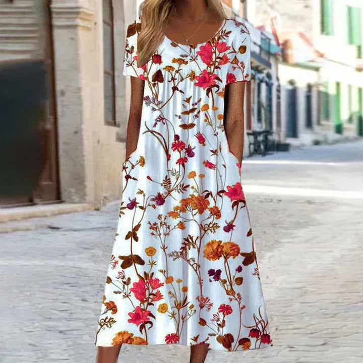 Florina | Womenâs Short Sleeve Floral Maxi Dress