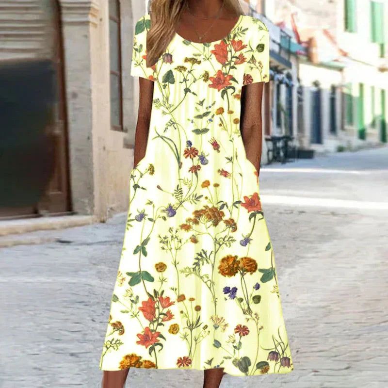 Florina | Womenâs Short Sleeve Floral Maxi Dress