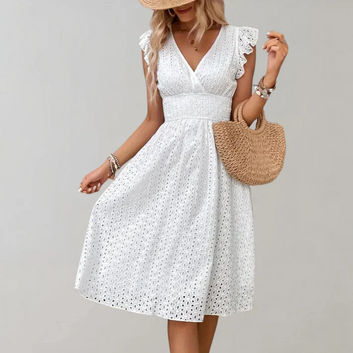 Siri | Womenâs Flutter Sleeves Midi Dress
