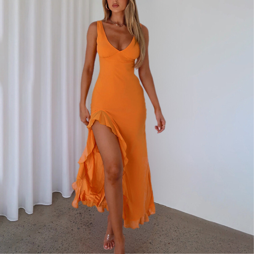 Adele | Womenâs Asymmetrical Slit Maxi Dress