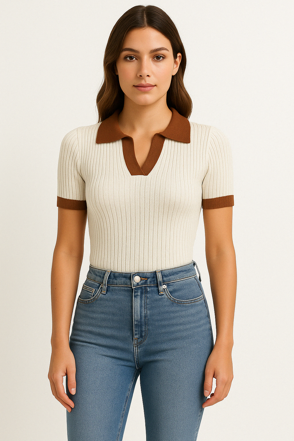 Almudena | Womenâs Knit Short Sleeve Polo