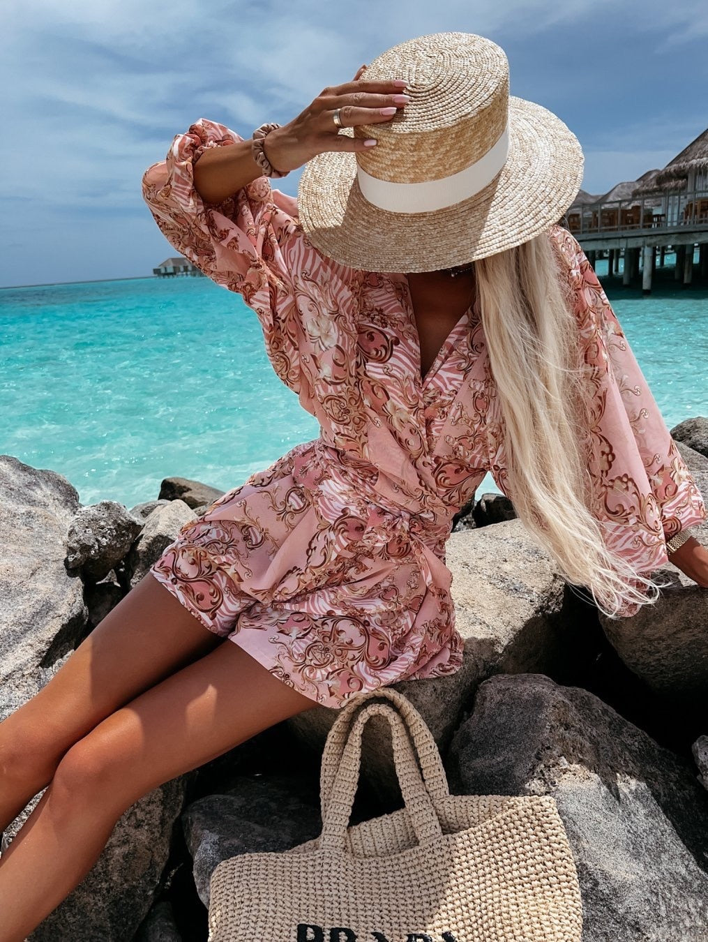Eirene | Women’s Printed Long Sleeve Shorts Two-Piece Set