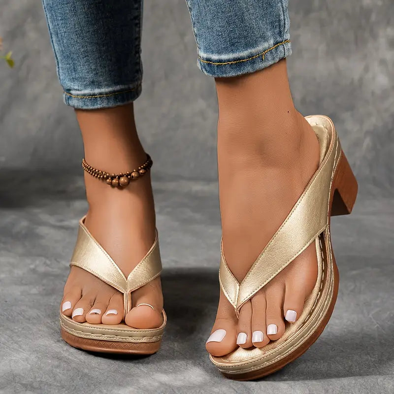 Caterina | Womenâs Heeled Thong Orthopedic Sandals
