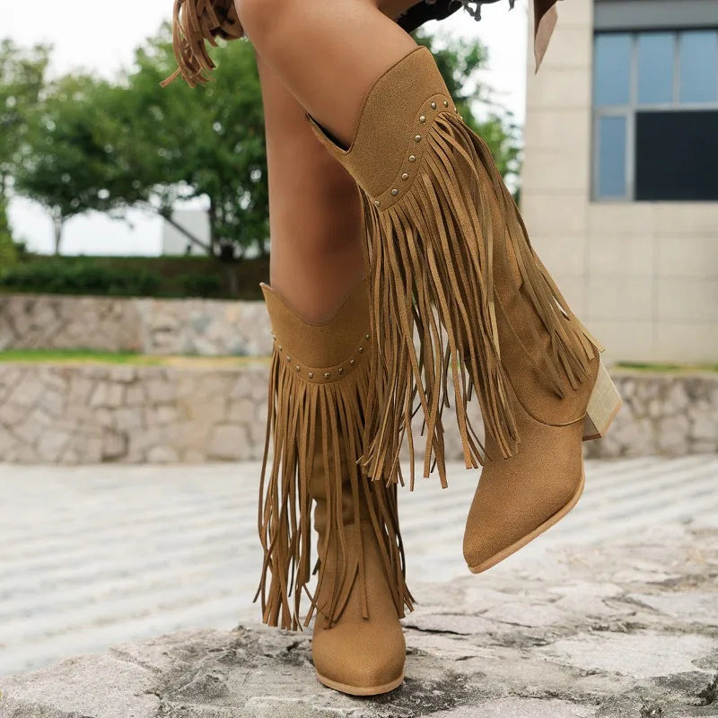 Milica | Womenâs Cowboy Mid Calf Heeled Boots