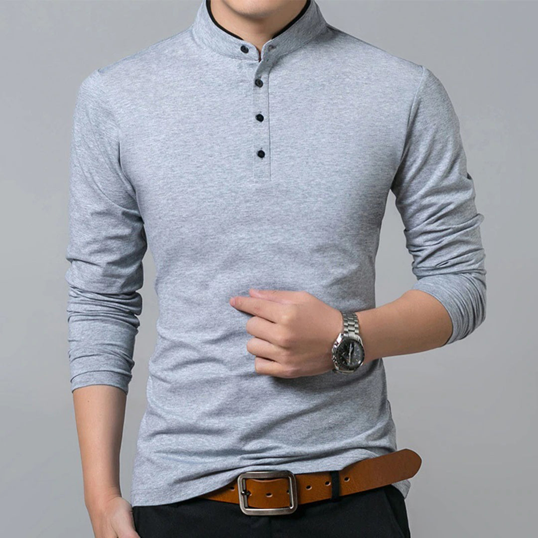 Nigel | Men’s Long Sleeve Henley Polo Shirt