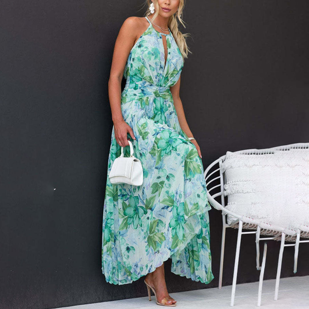 Bianca | Womenâs Halter Pleated Maxi Dress