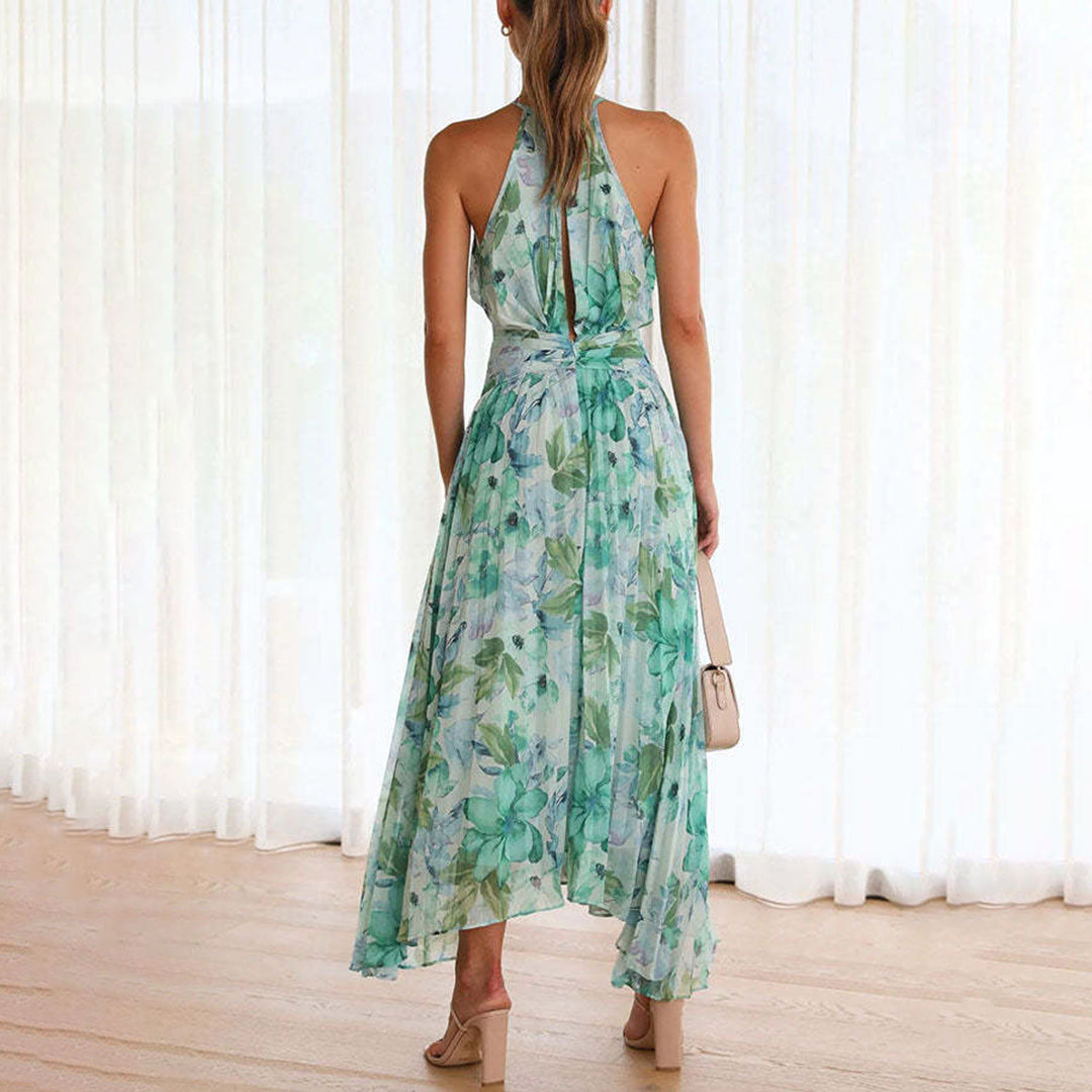 Bianca | Women’s Halter Pleated Maxi Dress
