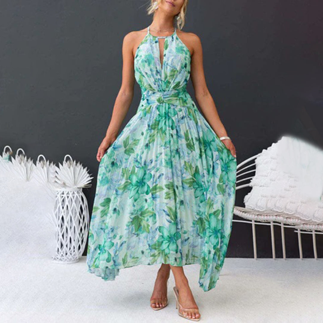 Bianca | Women’s Halter Pleated Maxi Dress
