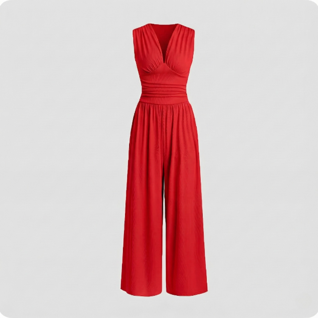 Claire | Womenâs Viscose Pleated Bodice Jumpsuit