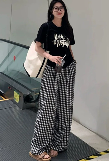 Siobhan | Womenâs Checkered Palazzo Trousers