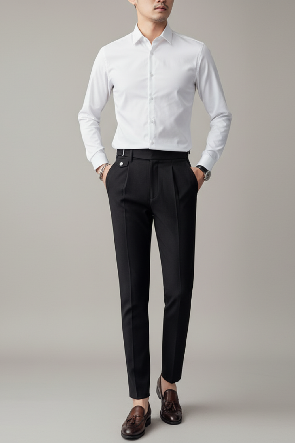 Elliot | Men’s Pleated Slim Fit Straight Casual Trousers