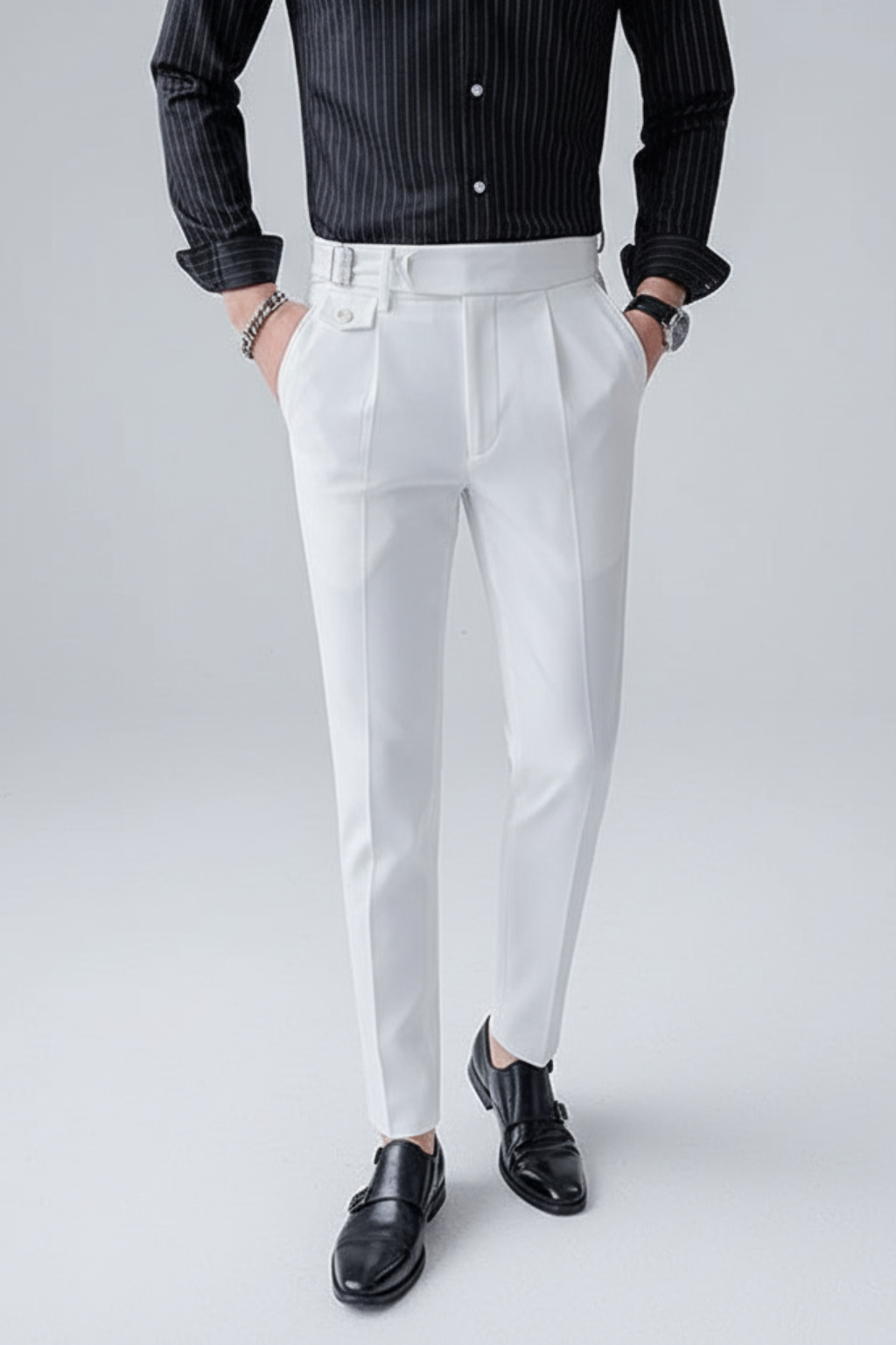 Elliot | Men’s Pleated Slim Fit Straight Casual Trousers