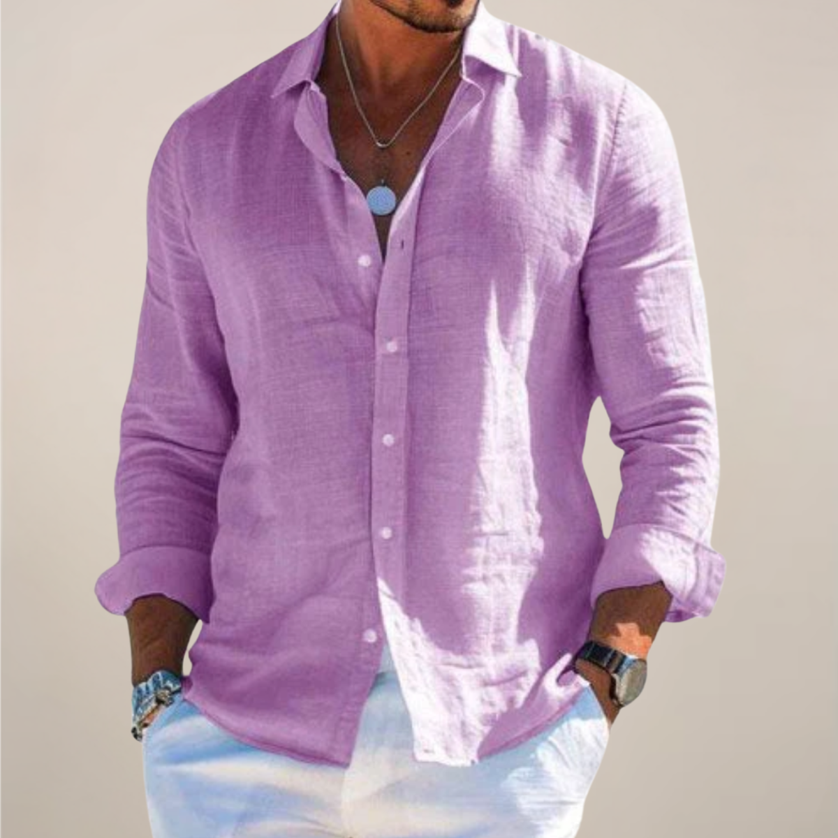 Karlo | Men’s Linen Long Sleeve Shirt