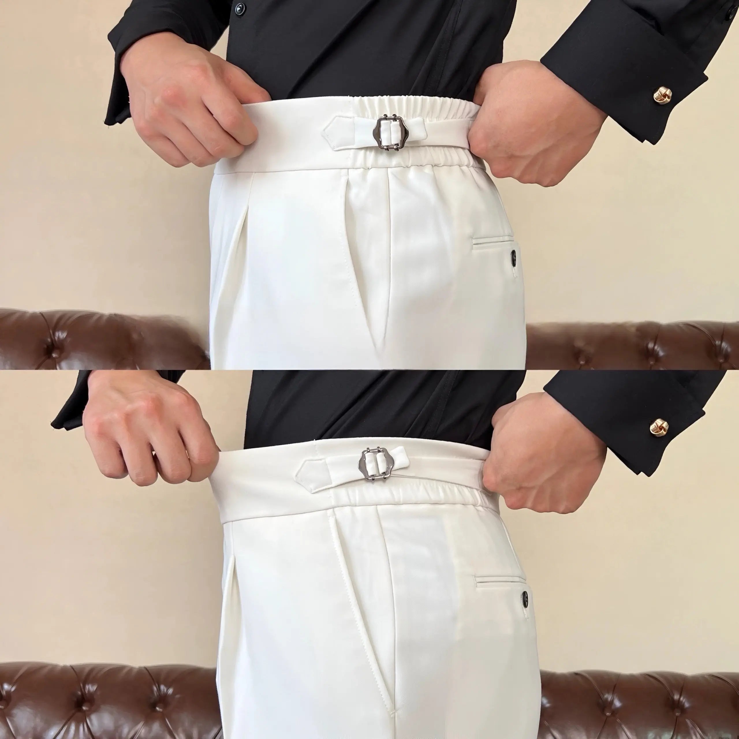 Edward | Men’s Pleated Double Button Trousers