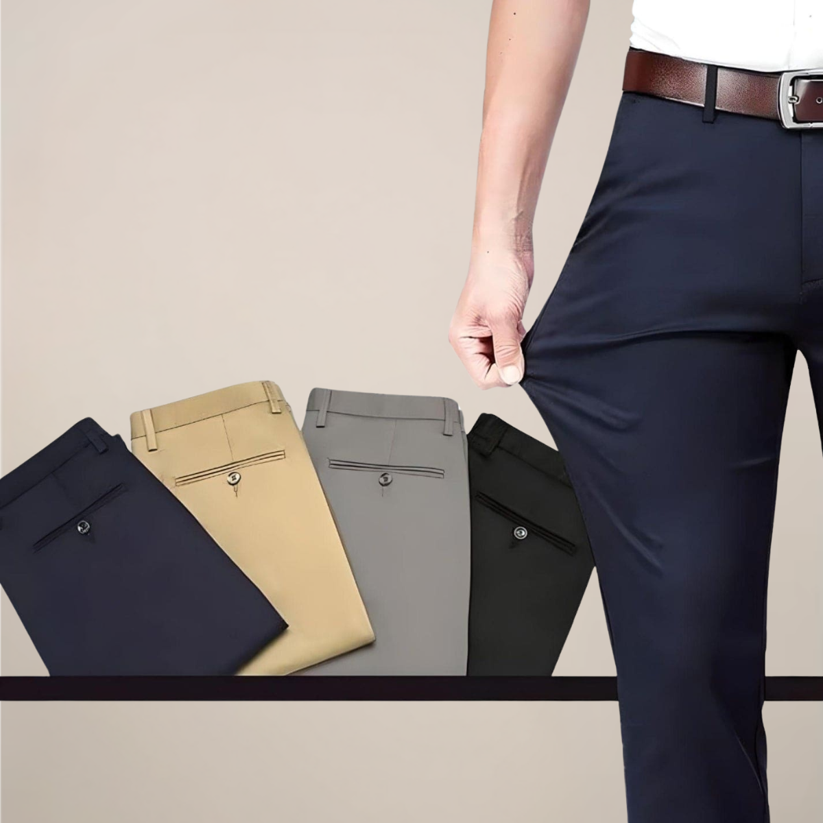Samuel | Men’s Stretch Waist Slim Fit Trousers