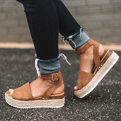Noemie | Womenâs Wedge Ankle Strap Sandals