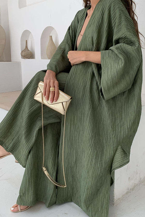 Eudora | Women’s Pleated Kimono Wide Leg Two-Piece Set