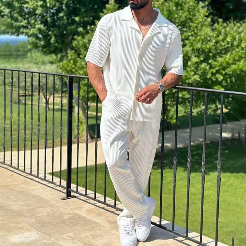 Thomas | Men’s Short Sleeve Pleated Set