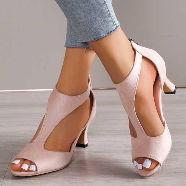 Ludovica | Womenâs Heeled Peep Toe Orthopedic Sandals