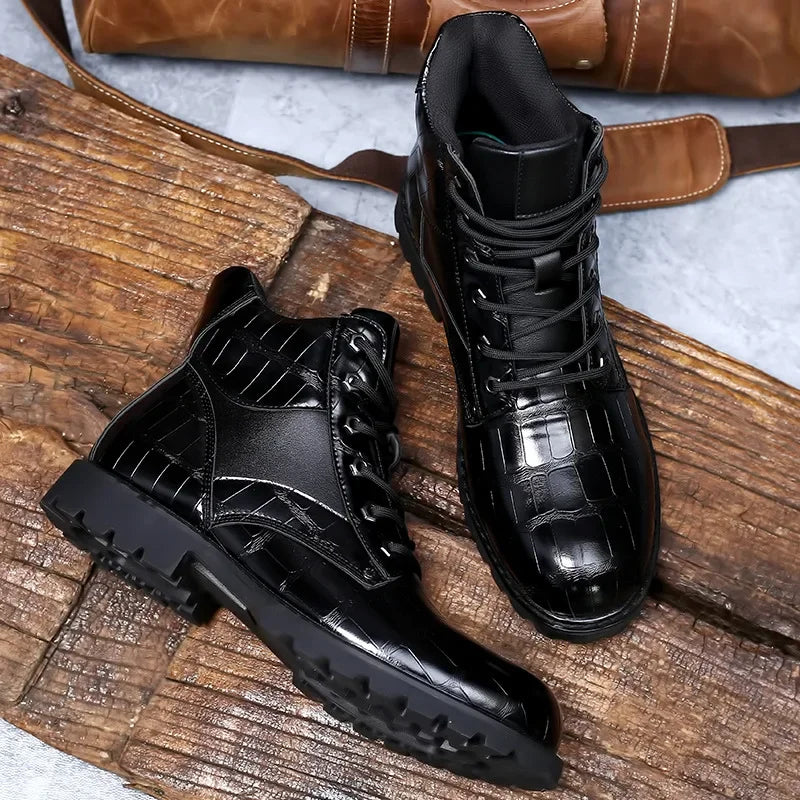 Carlsen | Men’s Crocodile Embossed Ankle Boots