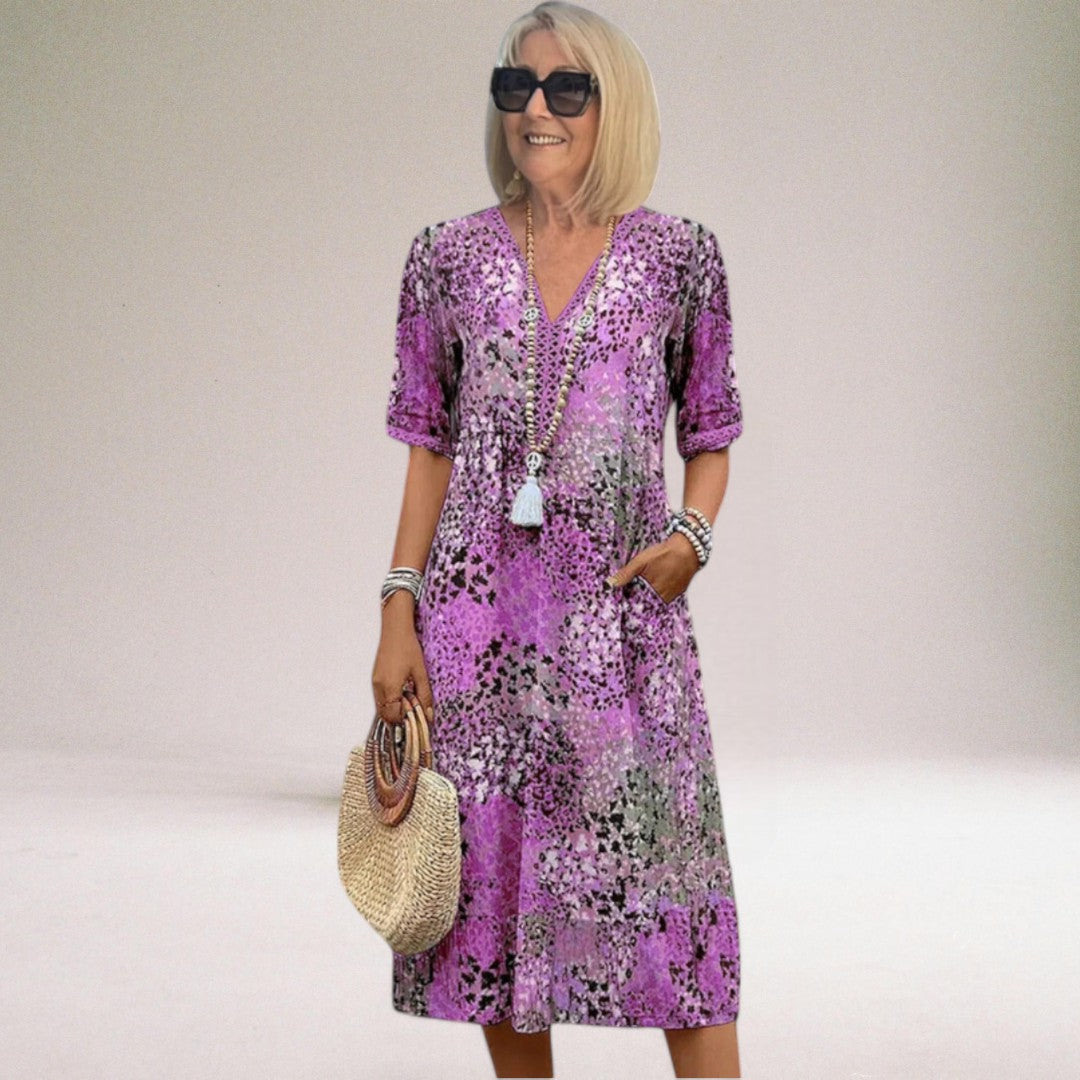 Daiva | Women’s V-Neck Summer Midi Dress