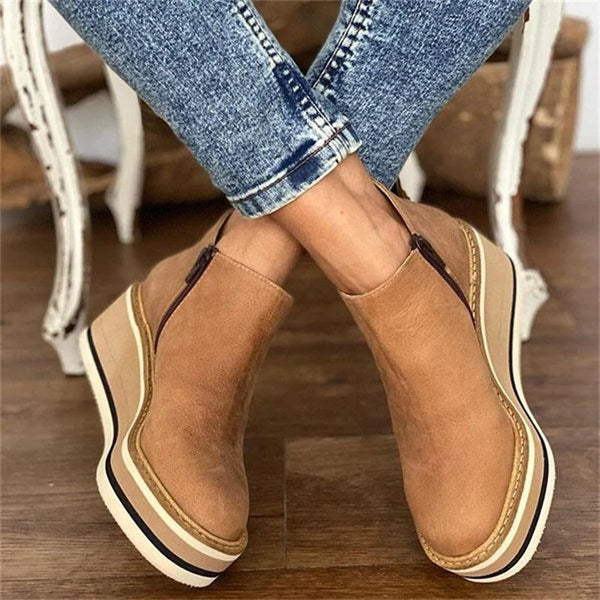 Valeria | Womenâs Ankle Wedge Slip On Boots