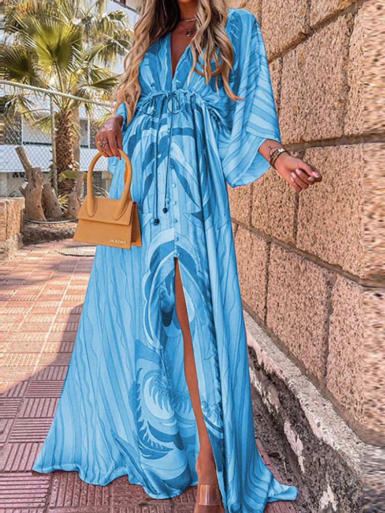 Amelie | Womenâs Long Loose Sleeve Maxi Dress